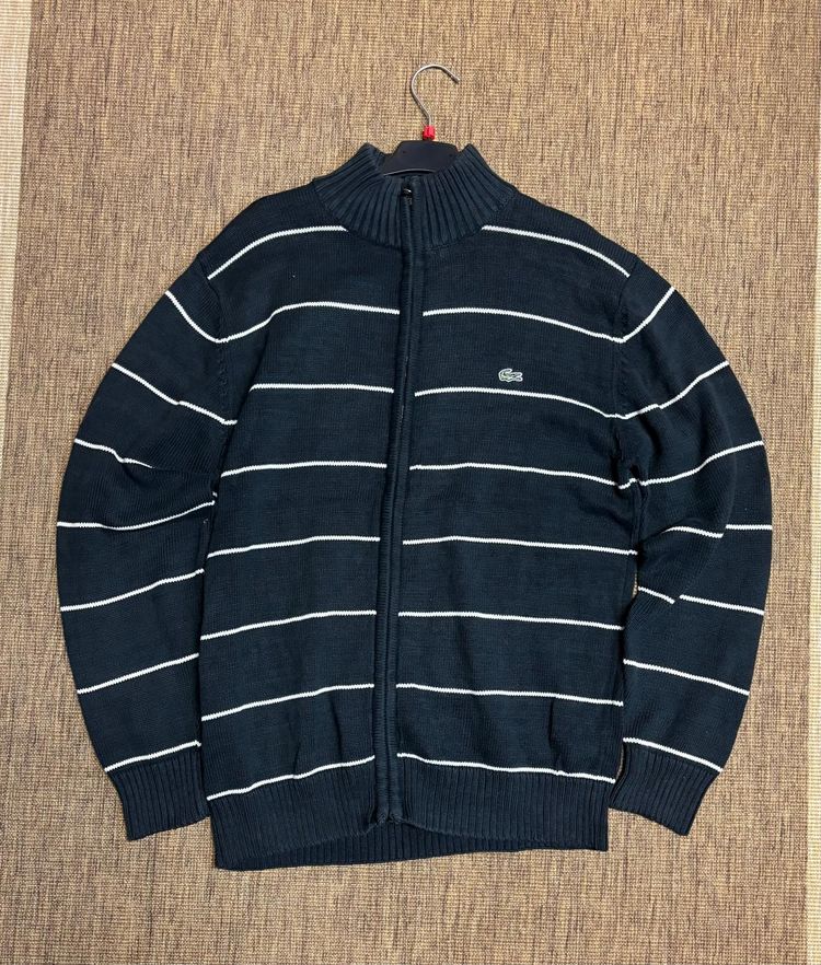 Lacoste Striped Zip-Up Sweater
